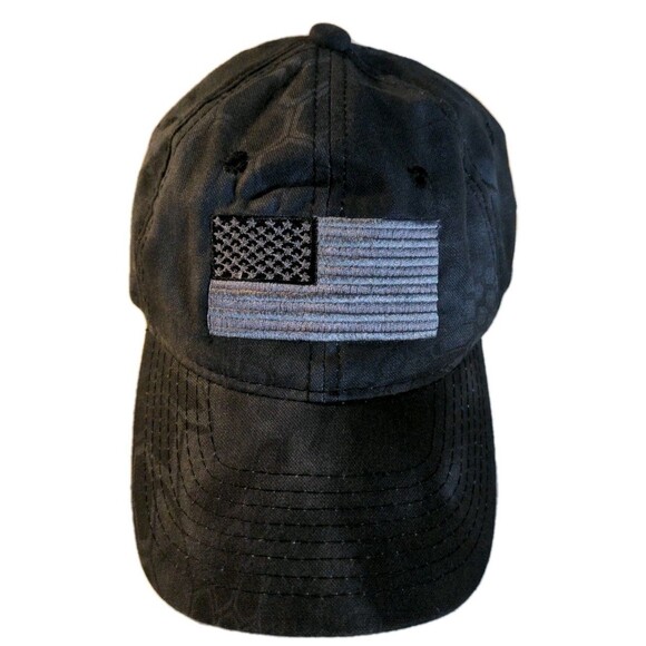 Kryptek Camo American Flag Adjustable Baseball Hat Cap Grey Black Outdoor Cap - Picture 1 of 3